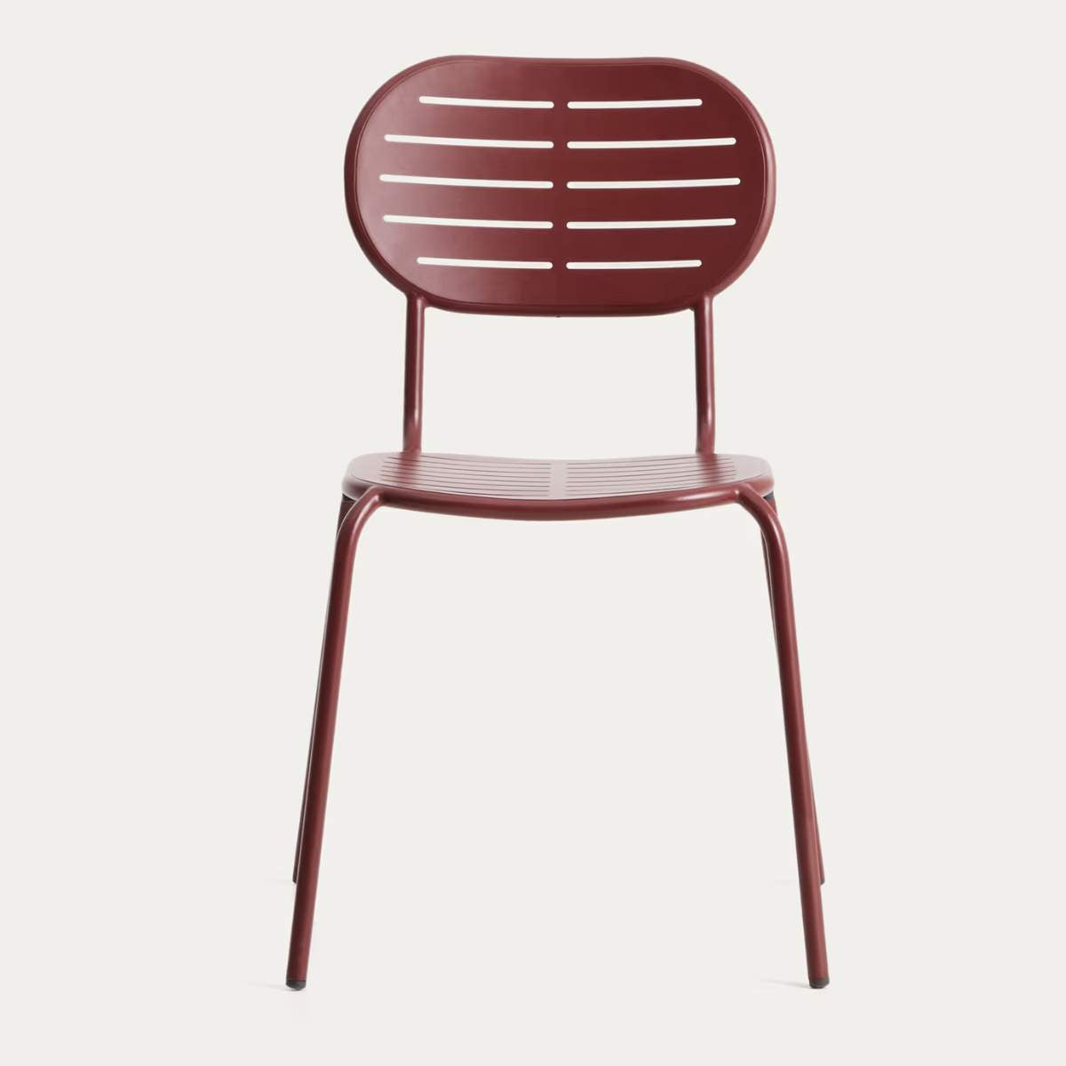 Kave Home Brai stackable outdoor chair in burgundy galvanised steel
