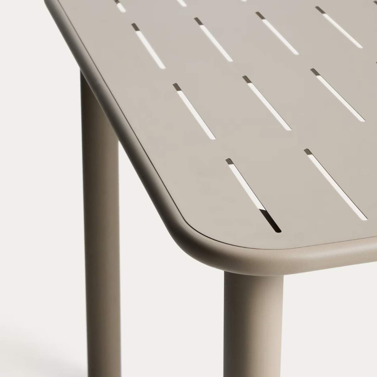 Kave Home Brai outdoor table in taupe galvanised steel 180 x 90cm
