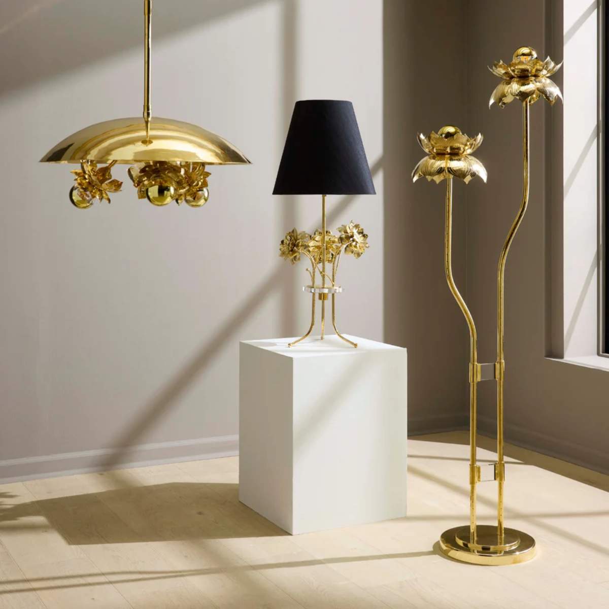 Jonathan Adler Brass Flower Floor Lamp