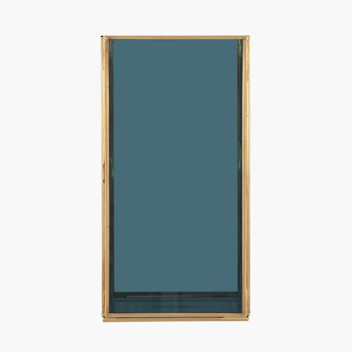 Pacific Lifestyle Brass Metal and Smoked Glass Panelled Square Hurricane