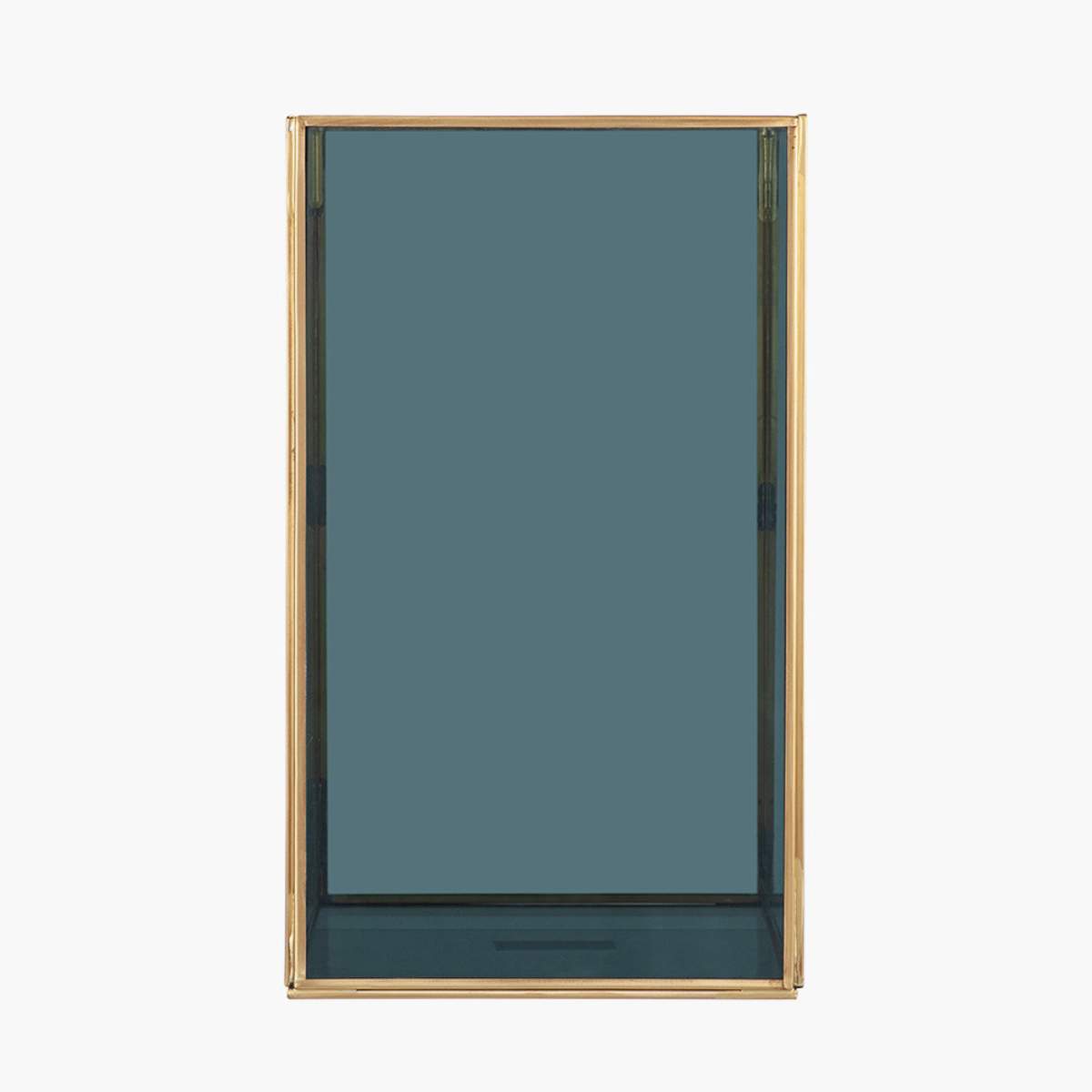 Pacific Lifestyle Brass Metal and Smoked Glass Panelled Square Hurricane