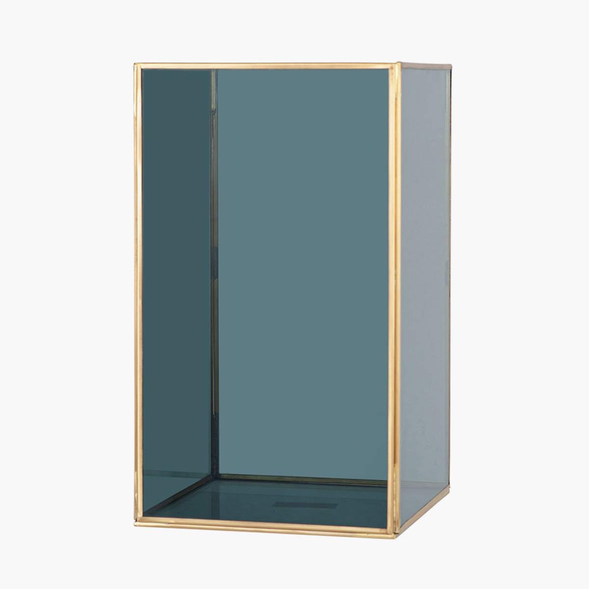 Pacific Lifestyle Brass Metal and Smoked Glass Panelled Square Hurricane
