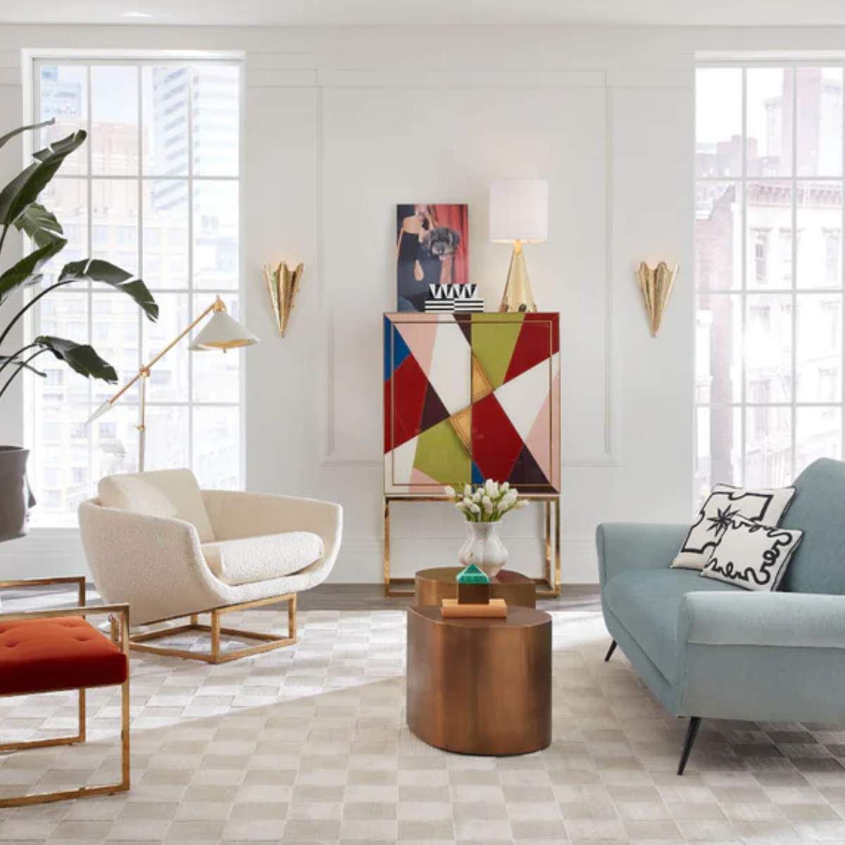 Jonathan Adler Brass Teardrop Table