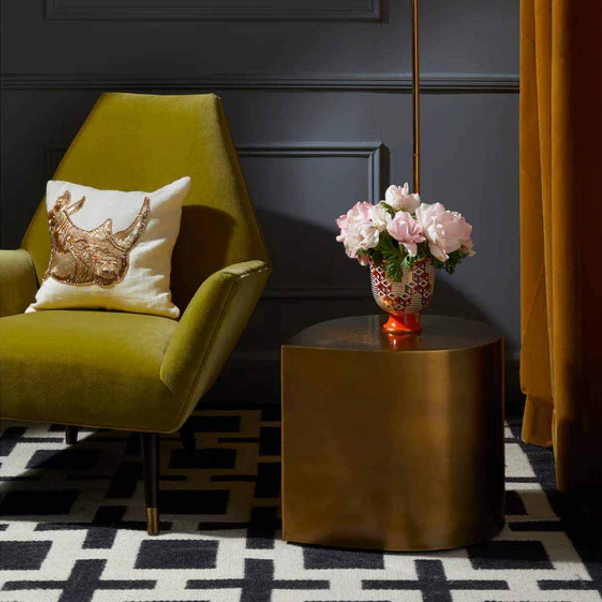 Jonathan Adler Brass Teardrop Table