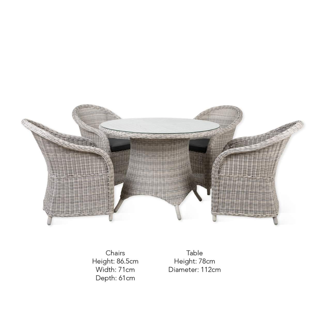 Garden Trading Brayford Round Dining Set Small Light Grey