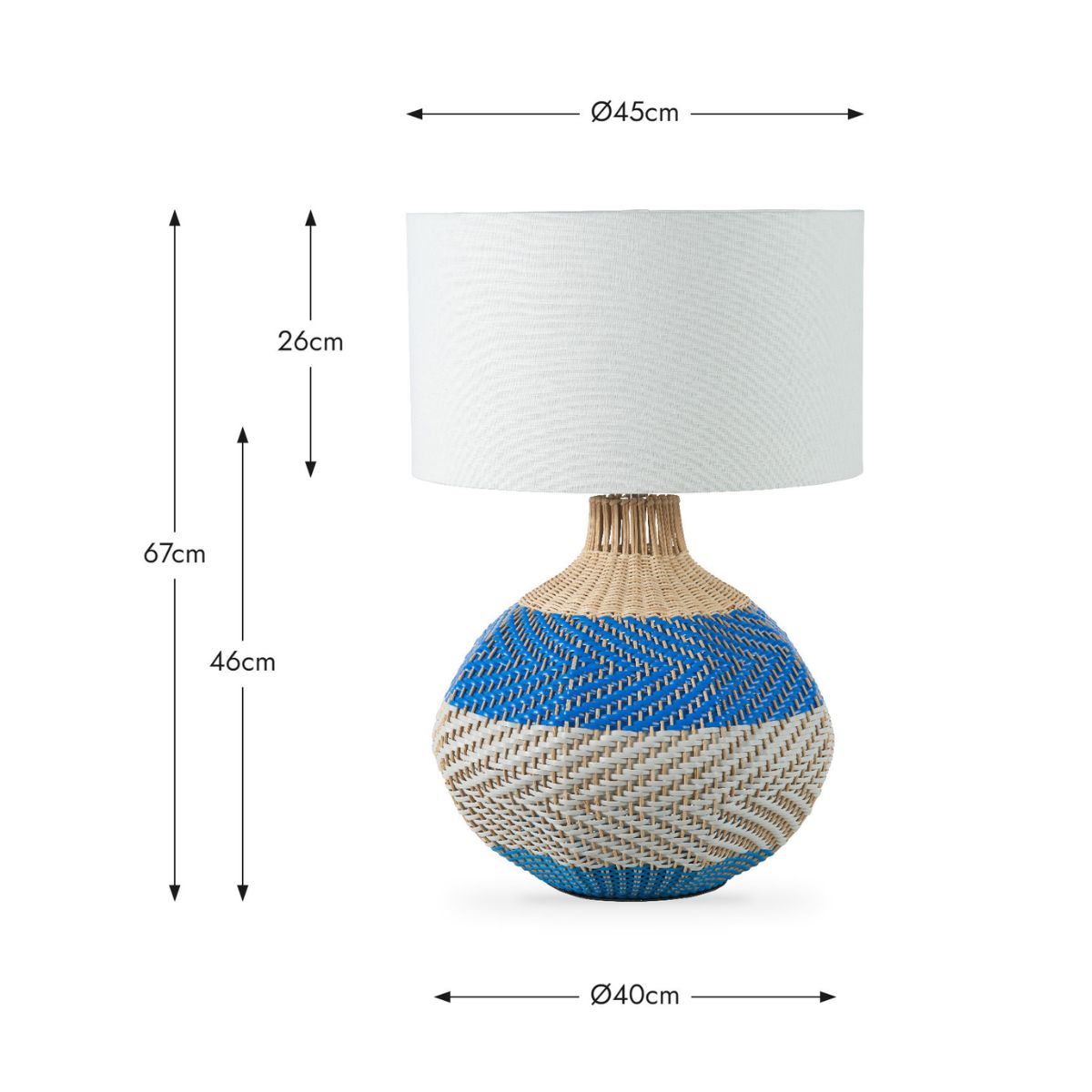 Designers Guild Brera Rattan Large Table Lamp Cobalt