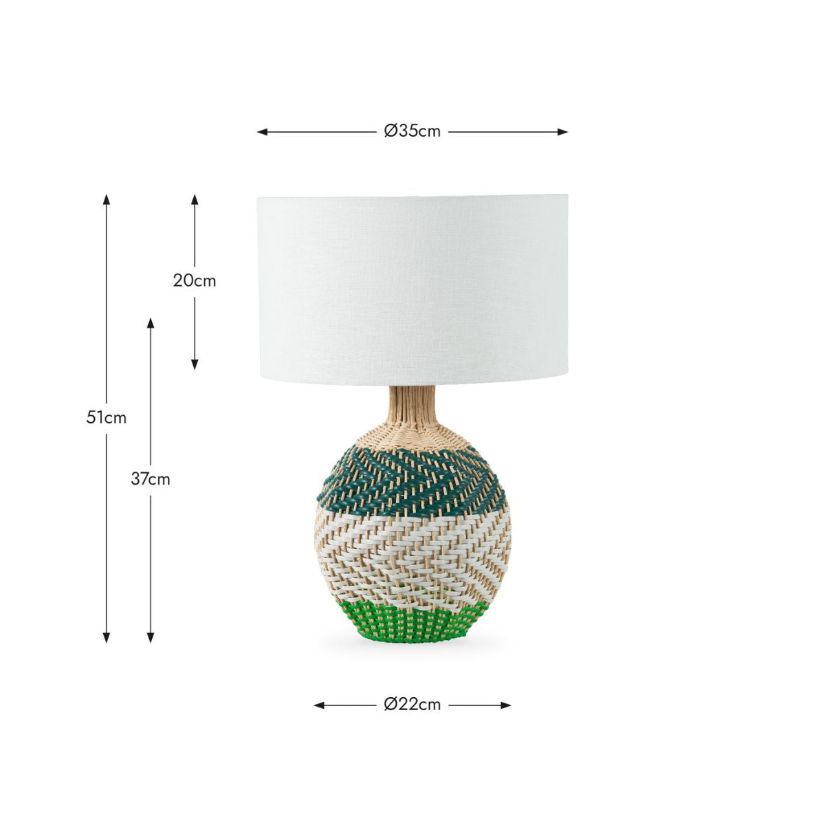Designers Guild Brera Rattan Small Table Lamp Emerald