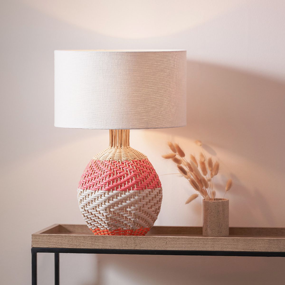 Designers Guild Brera Rattan Small Table Lamp Pimento