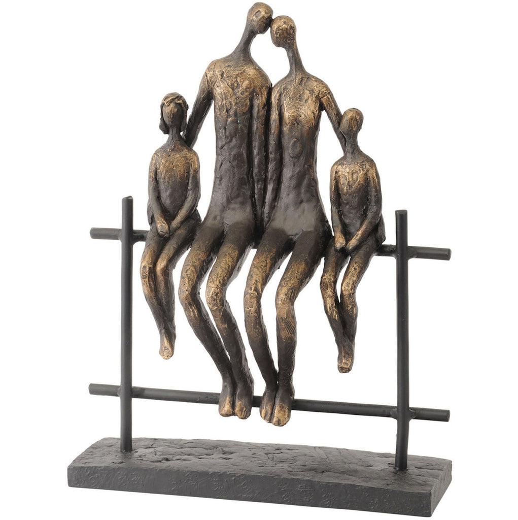 Bronzed Family of Four Bench Sculpture-Beaumonde
