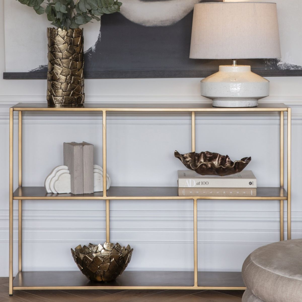 Libra Interiors Brooks Console Table Brushed Champagne