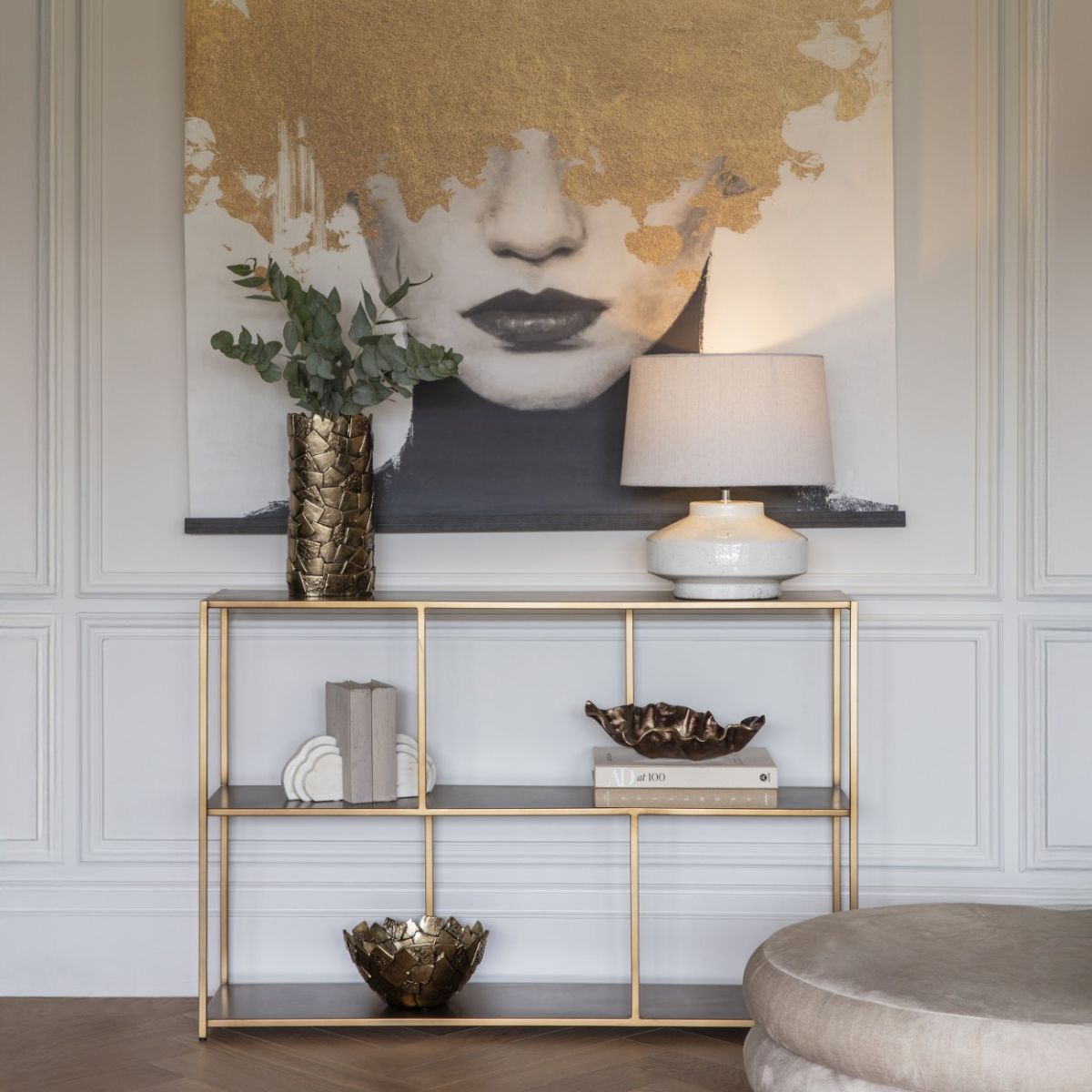 Libra Interiors Brooks Console Table Brushed Champagne