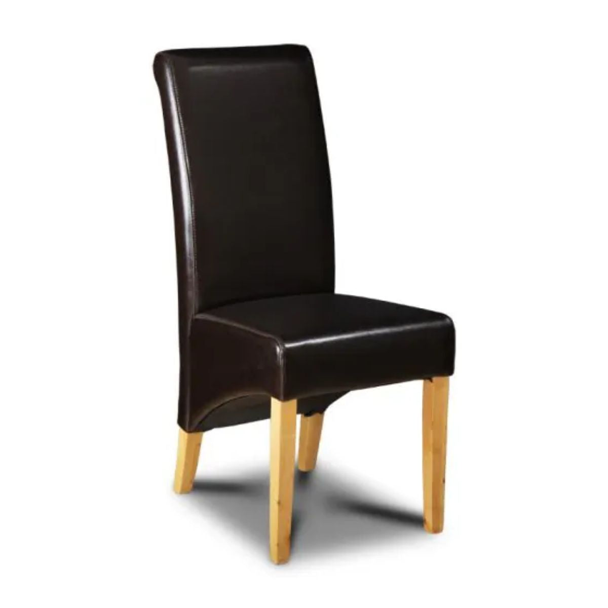 Trade Furniture Brown Leather Rollback Dining Chair Light Leg
