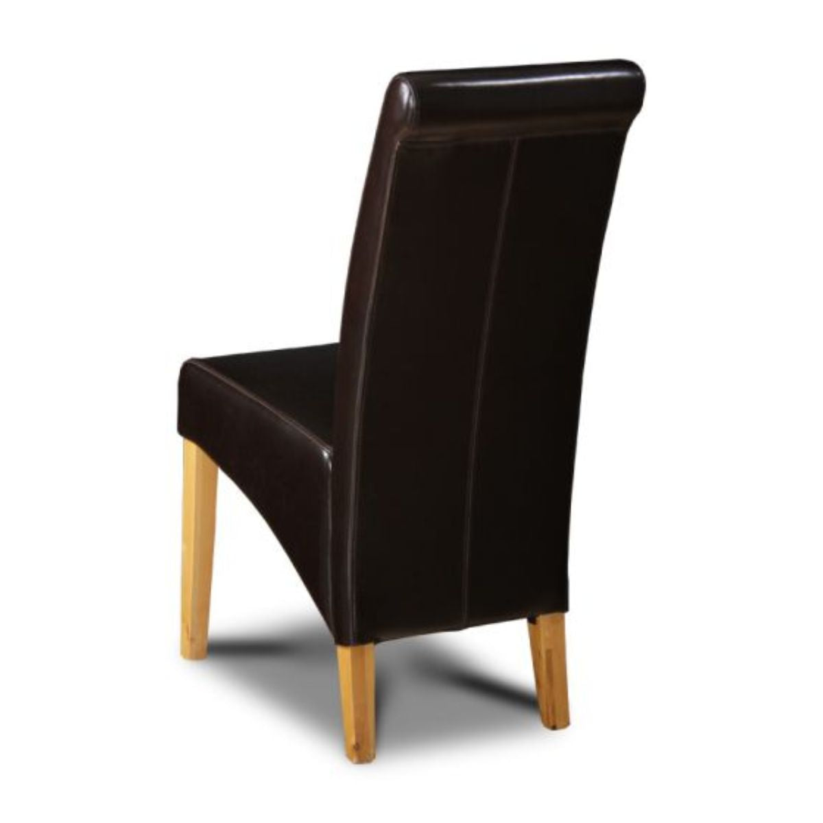 Trade Furniture Brown Leather Rollback Dining Chair Light Leg