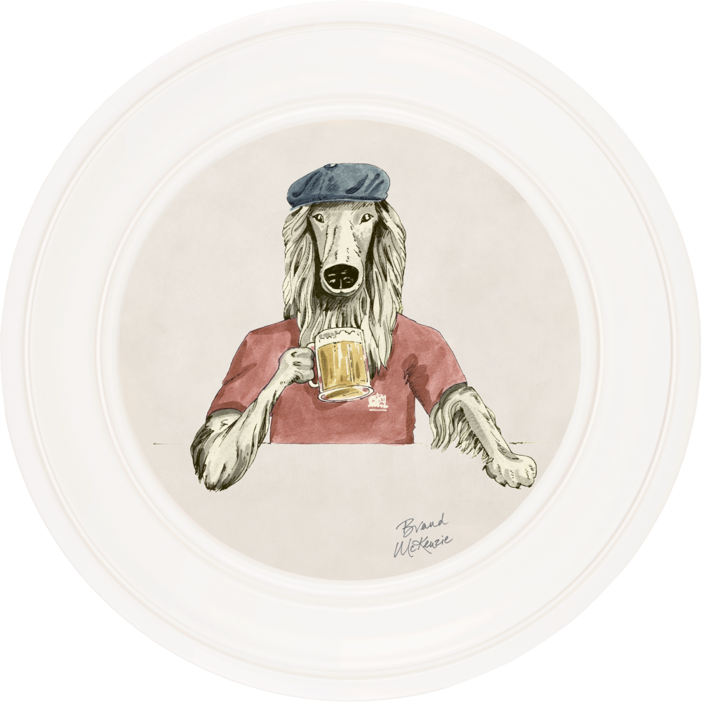Brand McKenzie Happy Hour Bruce Framed Round Art Print with Chalk White Background