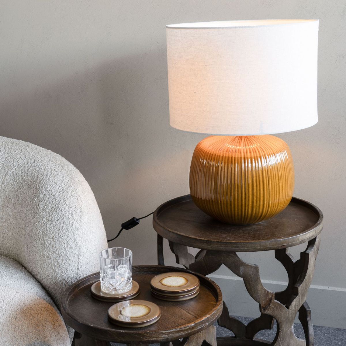 Libra Interiors Bruno Ceramic Table Lamp Burnt Ochre