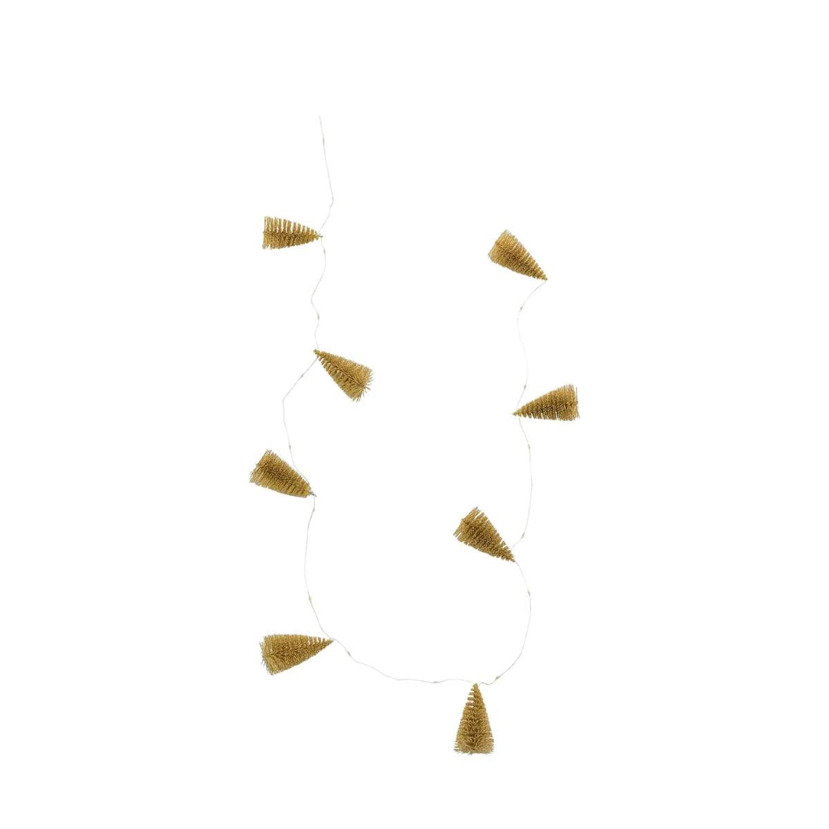 Gallery Direct Brush Tree Garland 15 LED Lights Gold