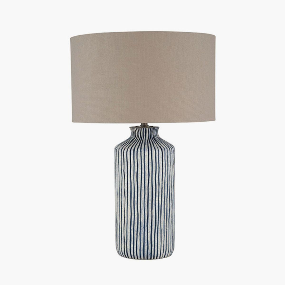 Pacific Lifestyle Bude Blue and White Stripe Stoneware Table Lamp Base