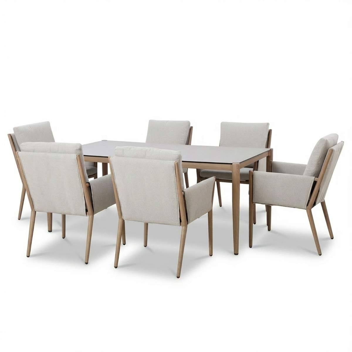 Maze Burford 6 Seat Aluminium Rectangular Dining Set - Almond