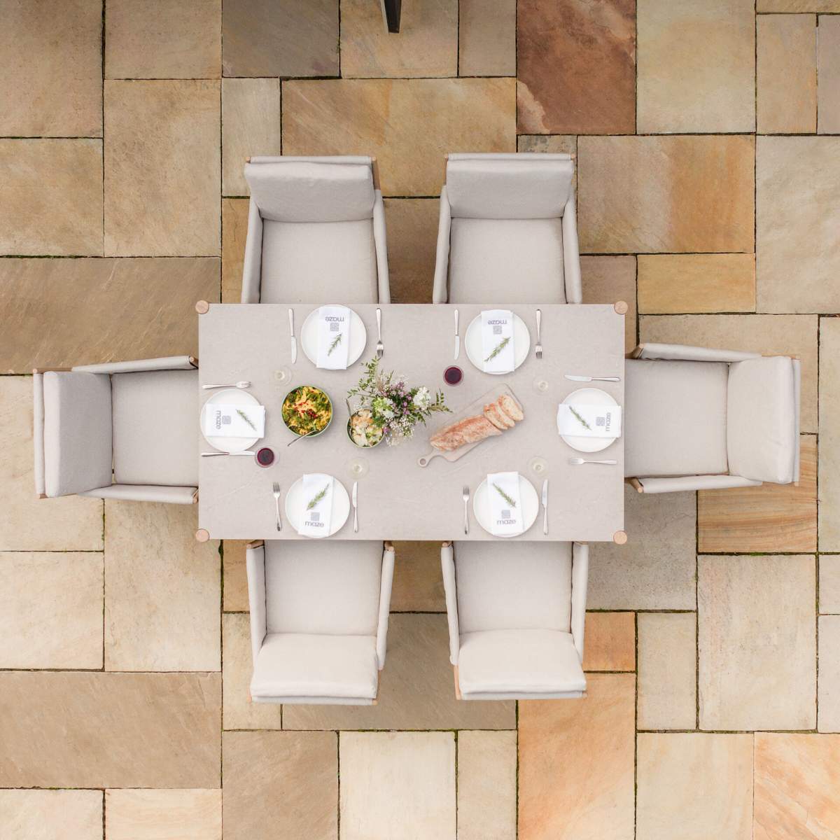 Maze Burford 6 Seat Aluminium Rectangular Dining Set - Almond