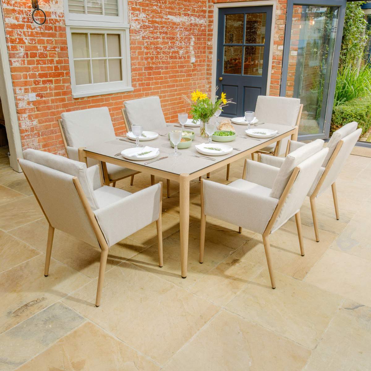 Maze Burford 6 Seat Aluminium Rectangular Dining Set - Almond