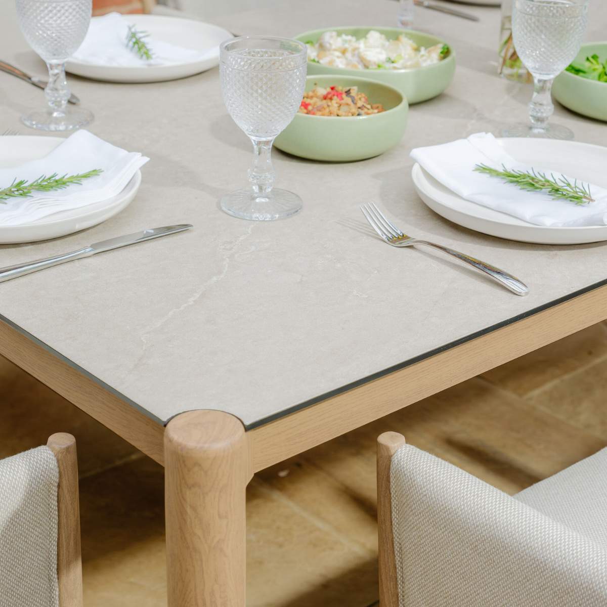Maze Burford 6 Seat Aluminium Rectangular Dining Set - Almond