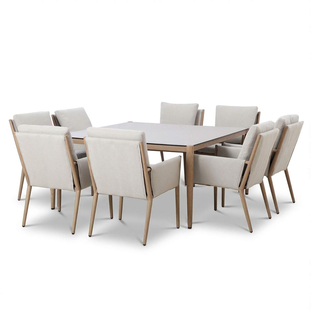 Maze Burford 8 Seat Aluminium Square Dining Set - Almond
