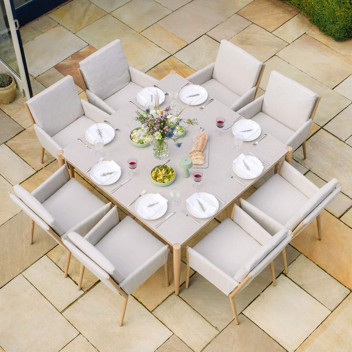 Maze Burford 8 Seat Aluminium Square Dining Set - Almond