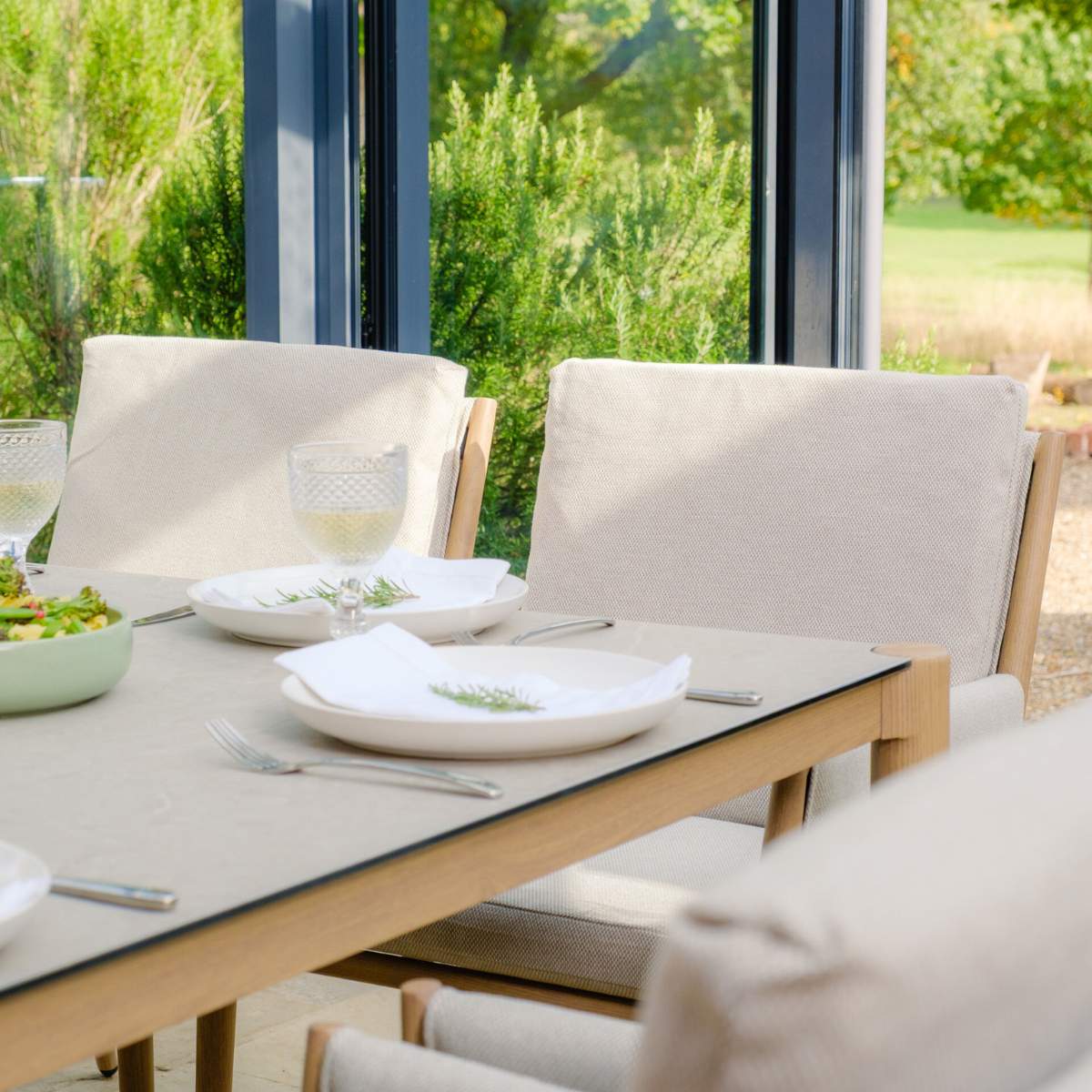 Maze Burford 8 Seat Aluminium Square Dining Set - Almond