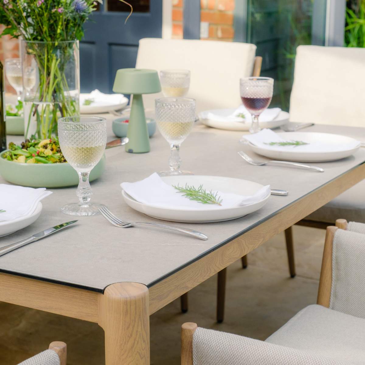 Maze Burford 8 Seat Aluminium Square Dining Set - Almond