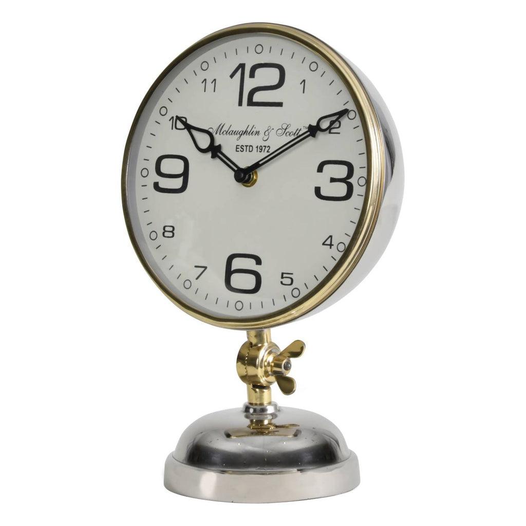 Bury Large Brass and Nickel Mantel Clock-Beaumonde