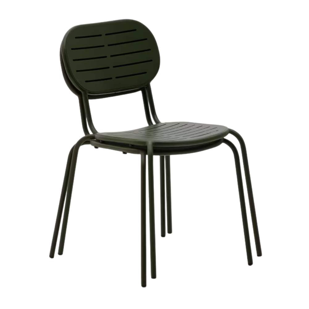 Kave Home Brai Stackable Outdoor Chair in Green Galvanised Steel