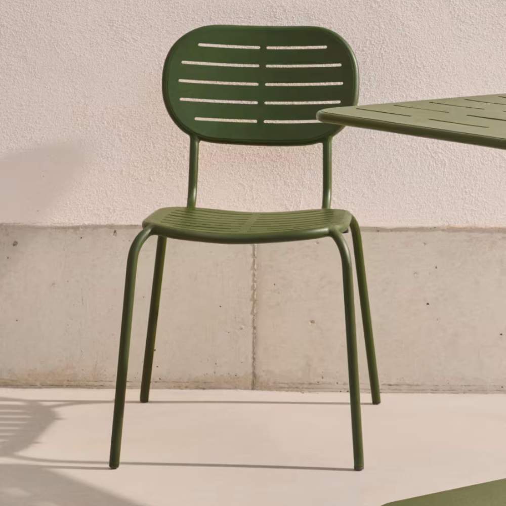 Kave Home Brai Stackable Outdoor Chair in Green Galvanised Steel