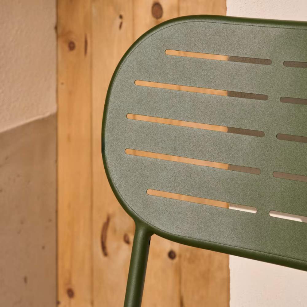 Kave Home Brai Stackable Outdoor Chair in Green Galvanised Steel