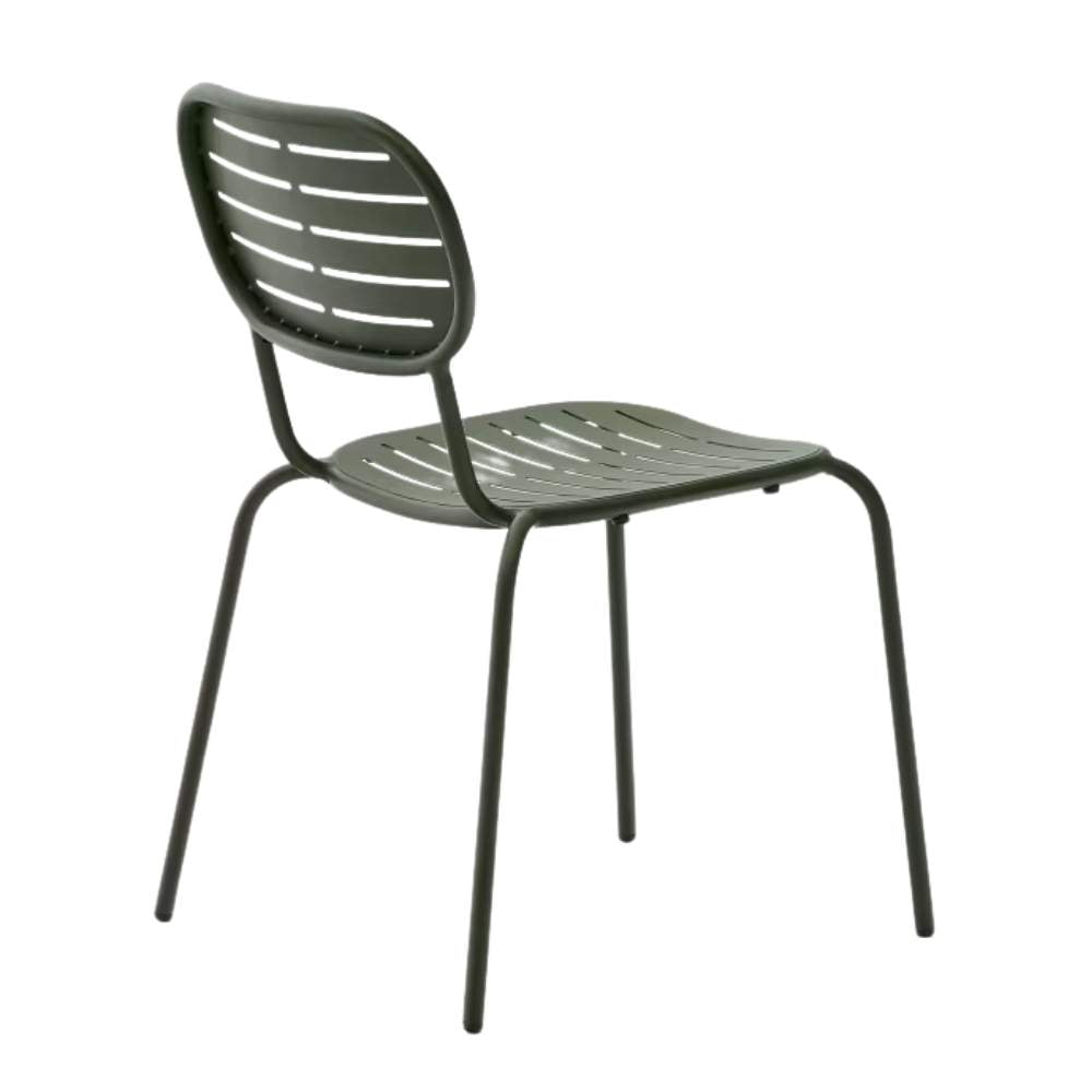 Kave Home Brai Stackable Outdoor Chair in Green Galvanised Steel