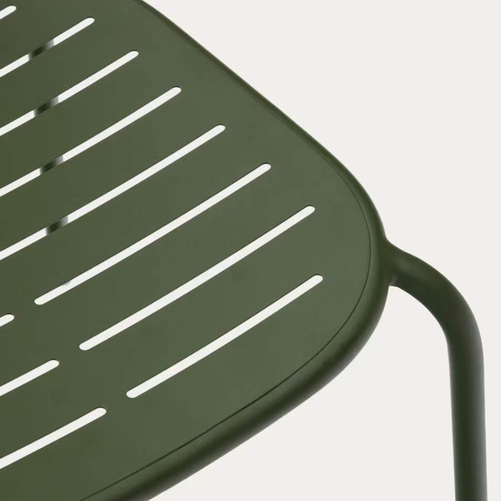 Kave Home Brai Stackable Outdoor Chair in Green Galvanised Steel