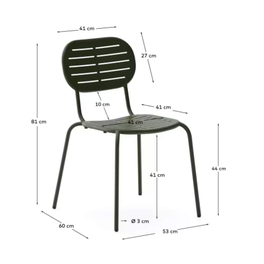 Kave Home Brai Stackable Outdoor Chair in Green Galvanised Steel