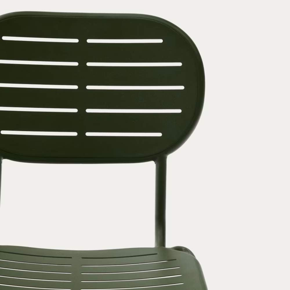 Kave Home Brai Stackable Outdoor Chair in Green Galvanised Steel