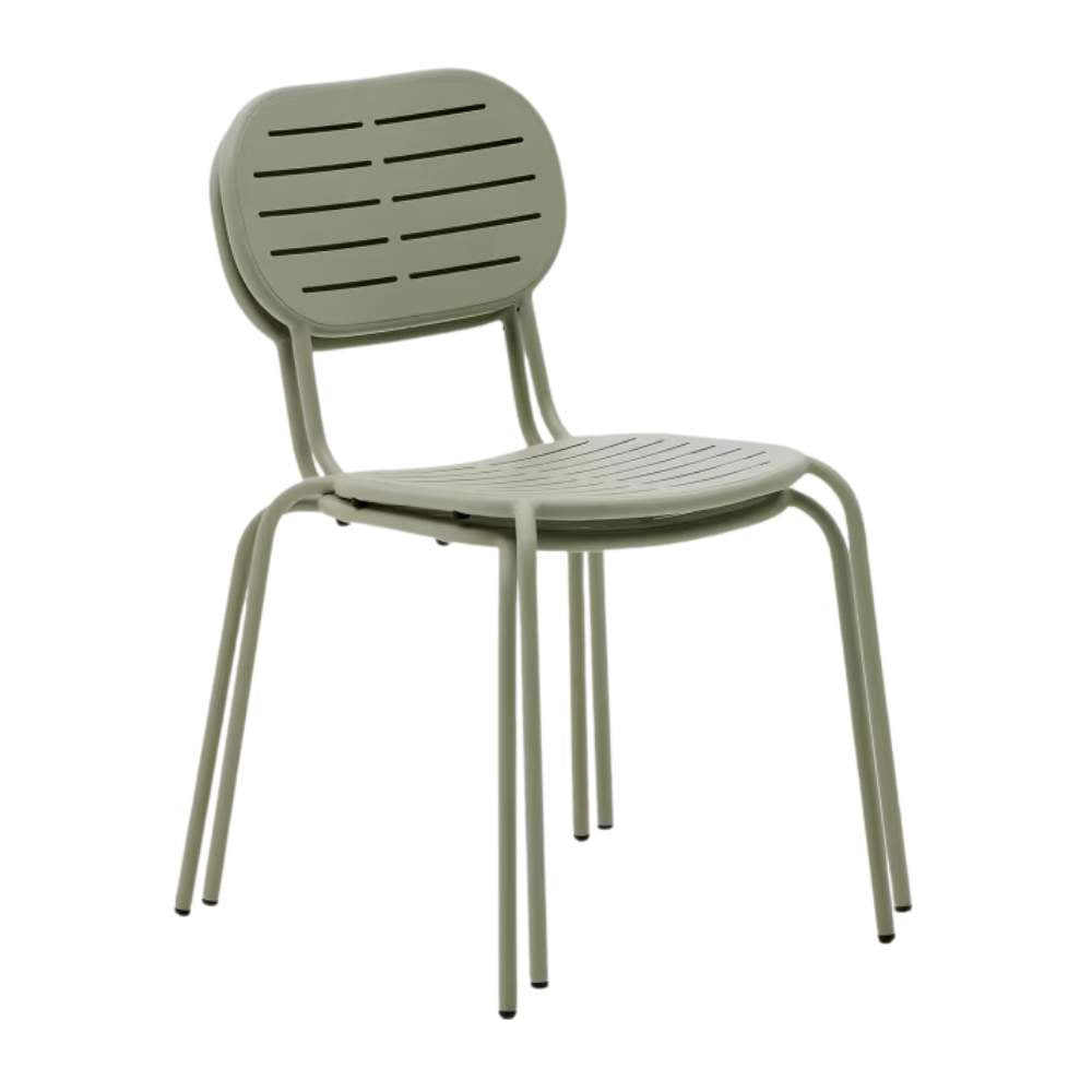 Kave Home Brai Stackable Outdoor Chair in Turquoise Galvanised Steel
