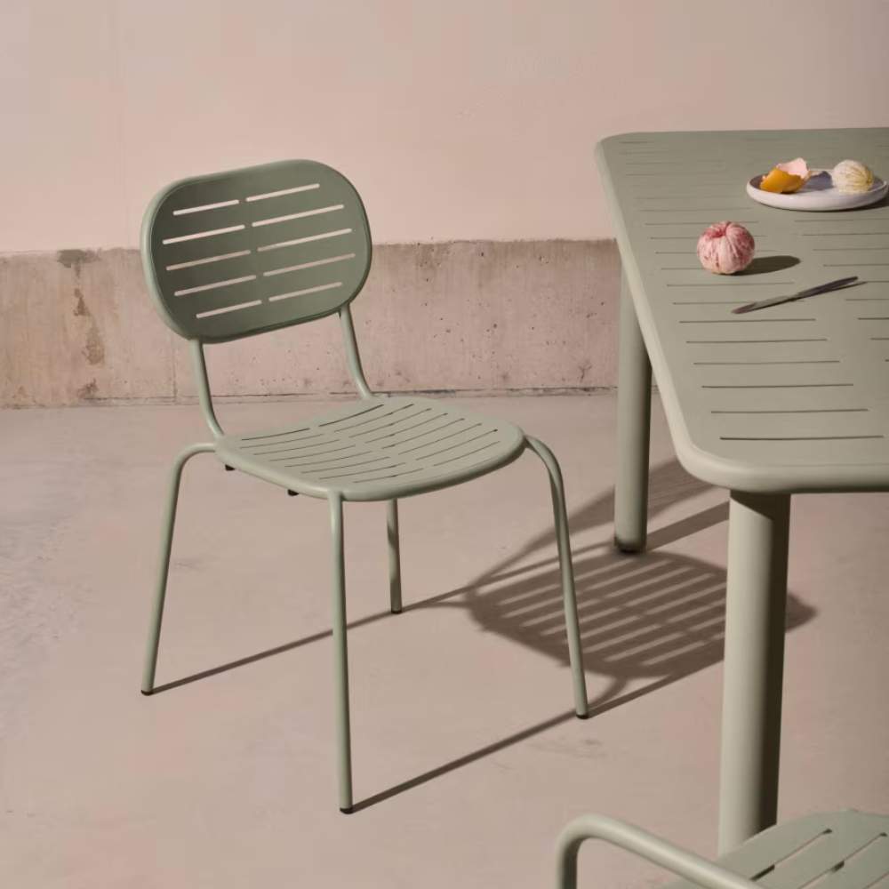 Kave Home Brai Stackable Outdoor Chair in Turquoise Galvanised Steel