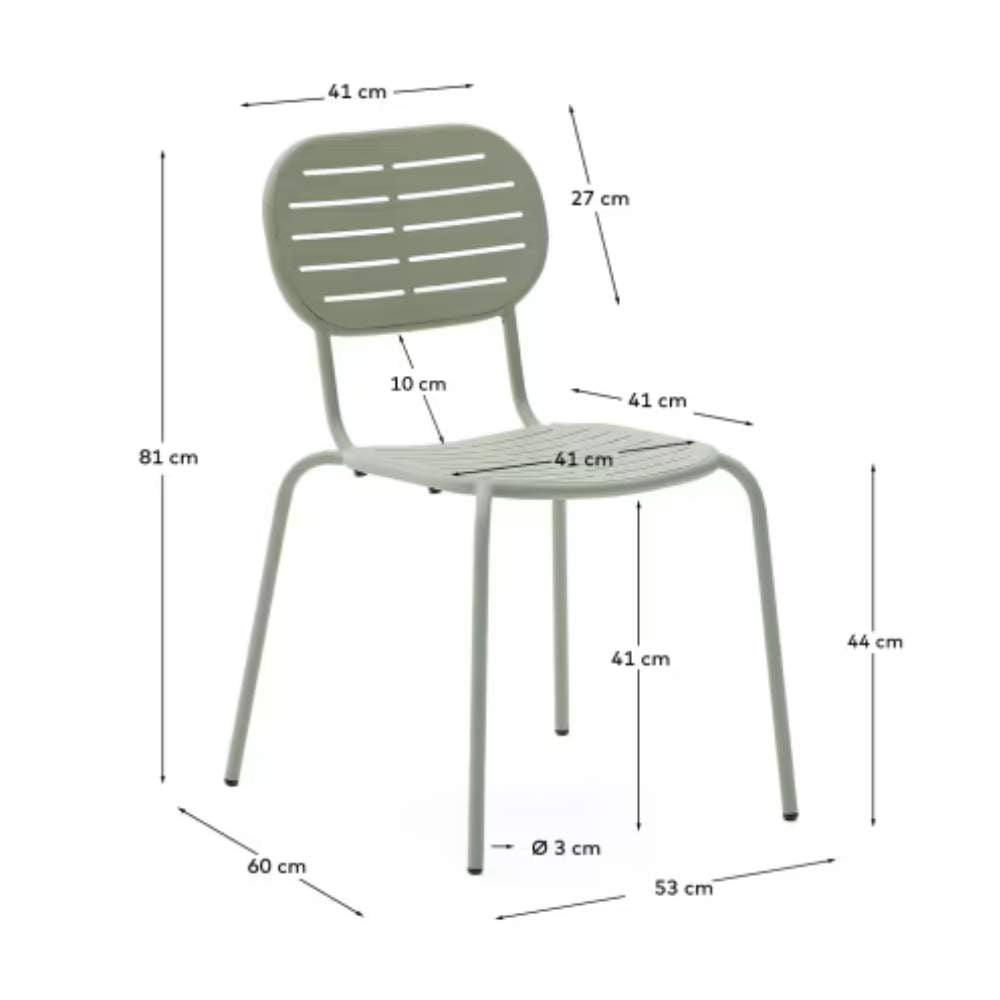 Kave Home Brai Stackable Outdoor Chair in Turquoise Galvanised Steel
