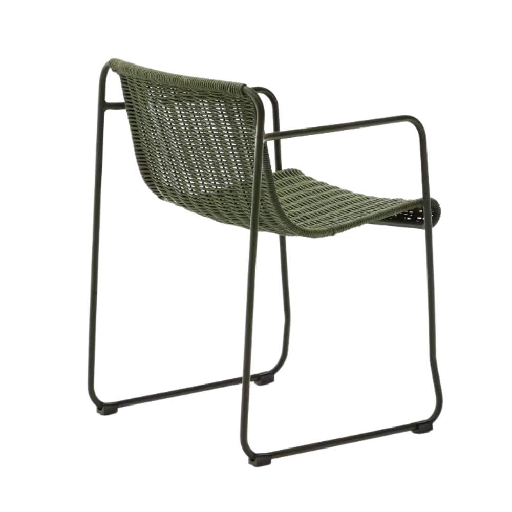 Kave Home Maurina Chair in Green Galvanized Steel and Green Rope Cord