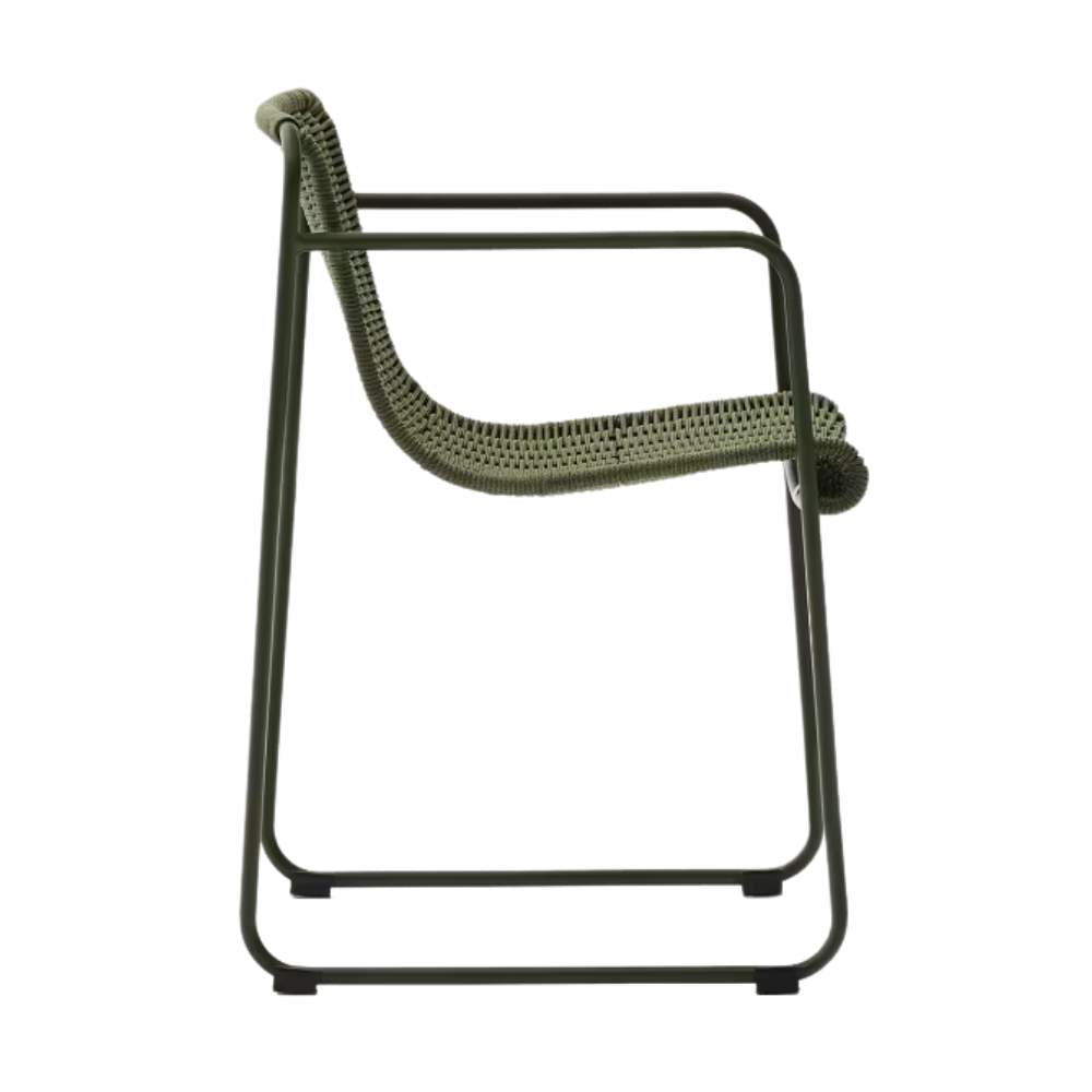 Kave Home Maurina Chair in Green Galvanized Steel and Green Rope Cord