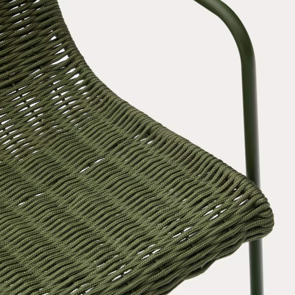 Kave Home Maurina Chair in Green Galvanized Steel and Green Rope Cord