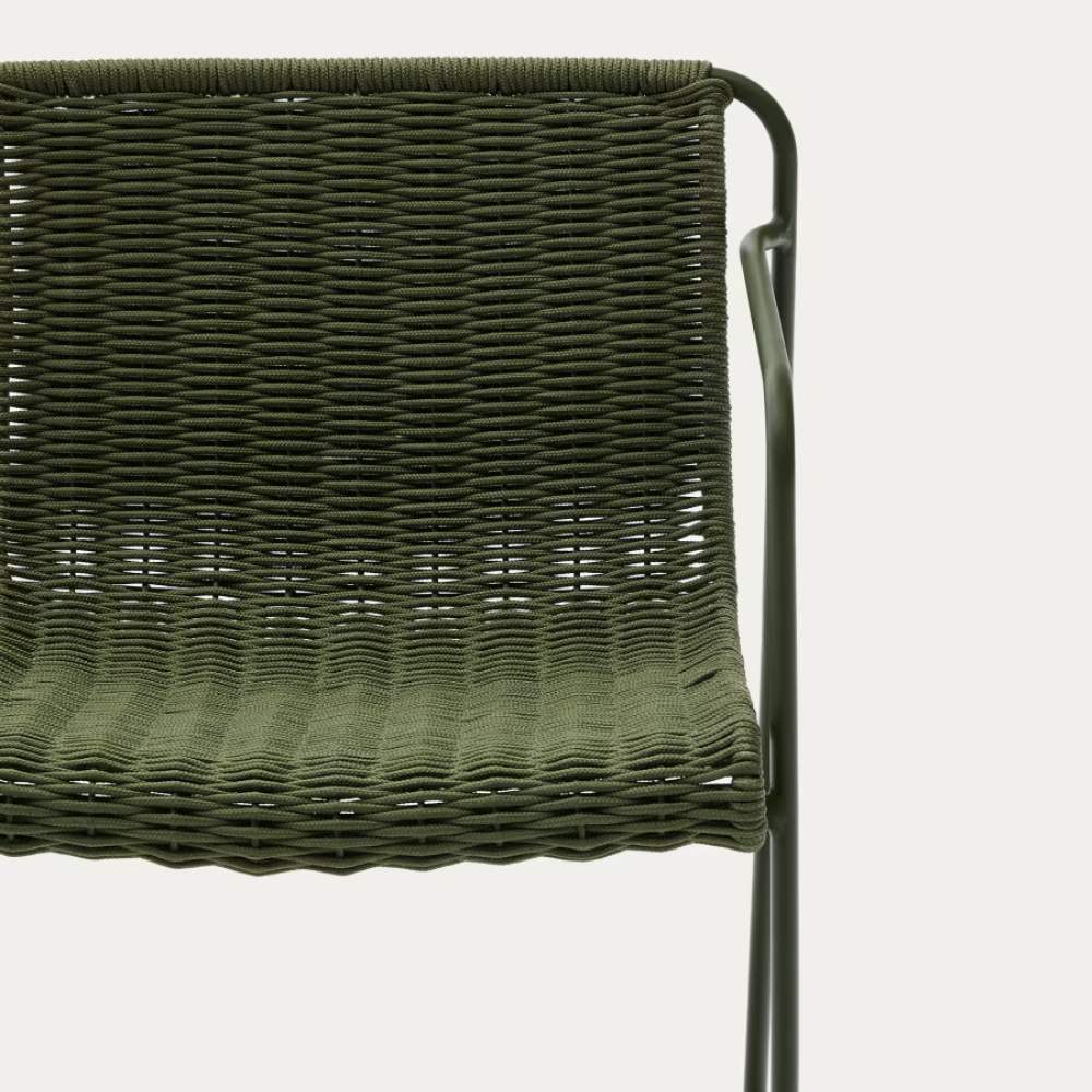 Kave Home Maurina Chair in Green Galvanized Steel and Green Rope Cord