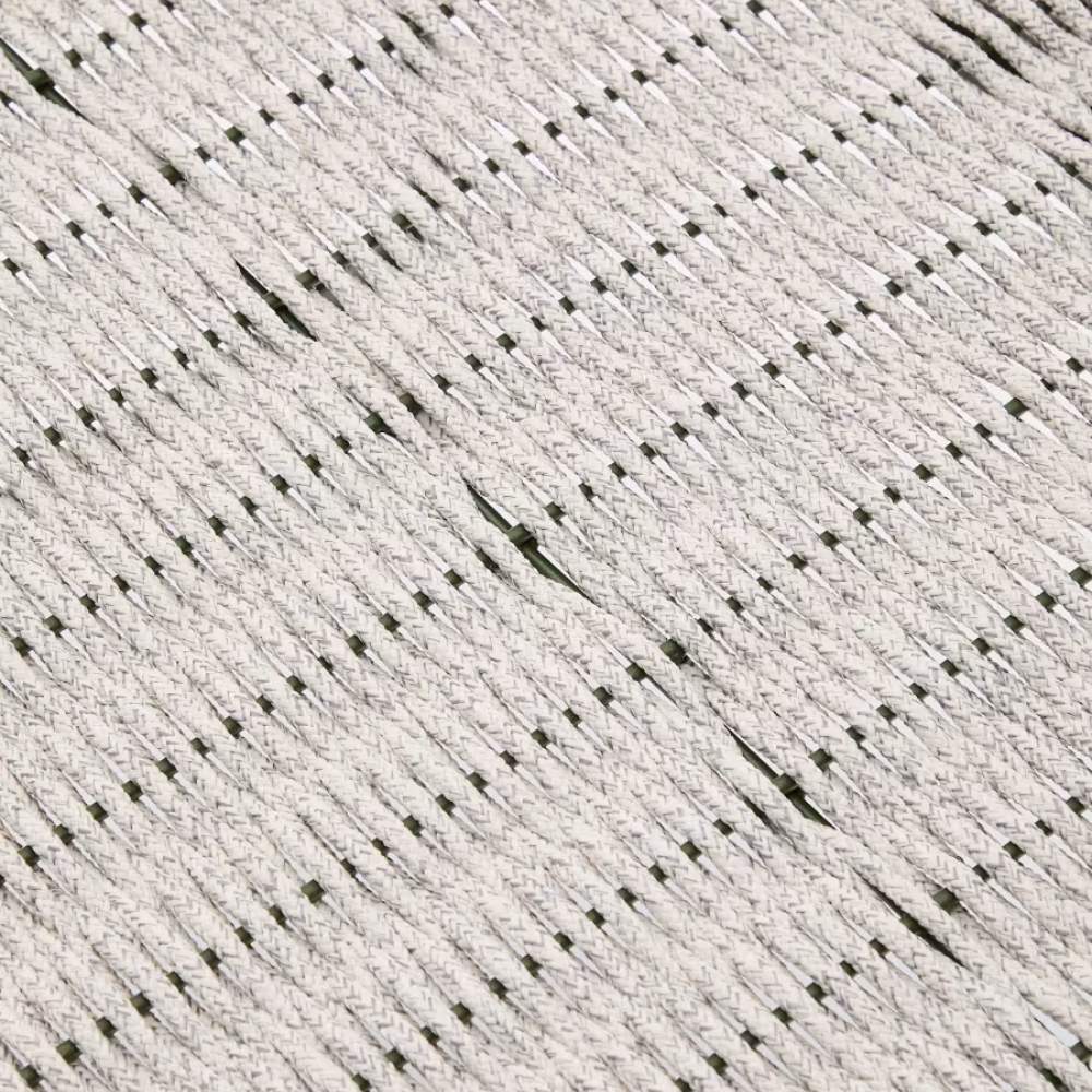 Kave Home Maurina Footrest – Green Galvanised Steel with Ecru and Grey Rope Cord, 58 x 52.5 cm