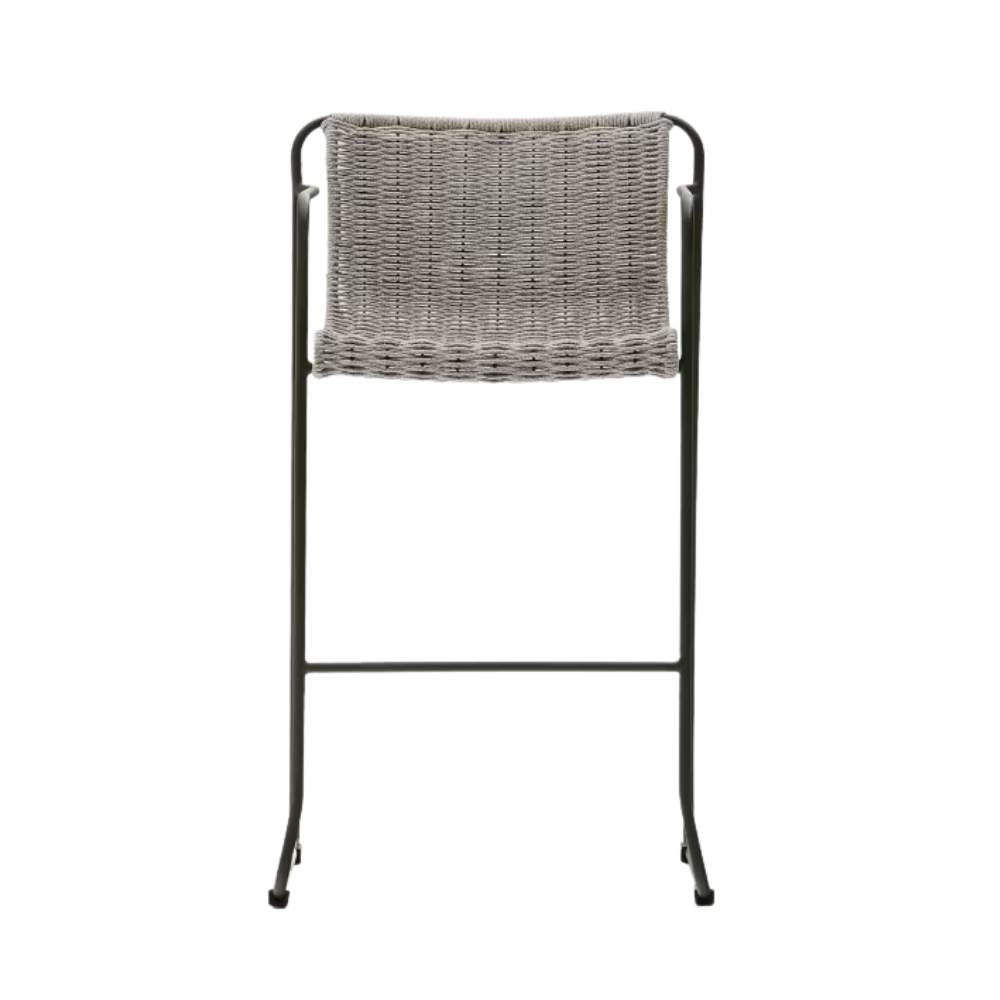 Kave Home Maurina Stool – Green Galvanised Steel with Ecru and Grey Rope Cord, 64.5cm