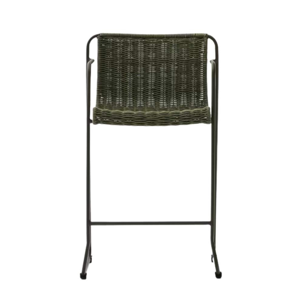 Kave Home Maurina Stool – Green Galvanised Steel & Rope Cord, 64.5cm
