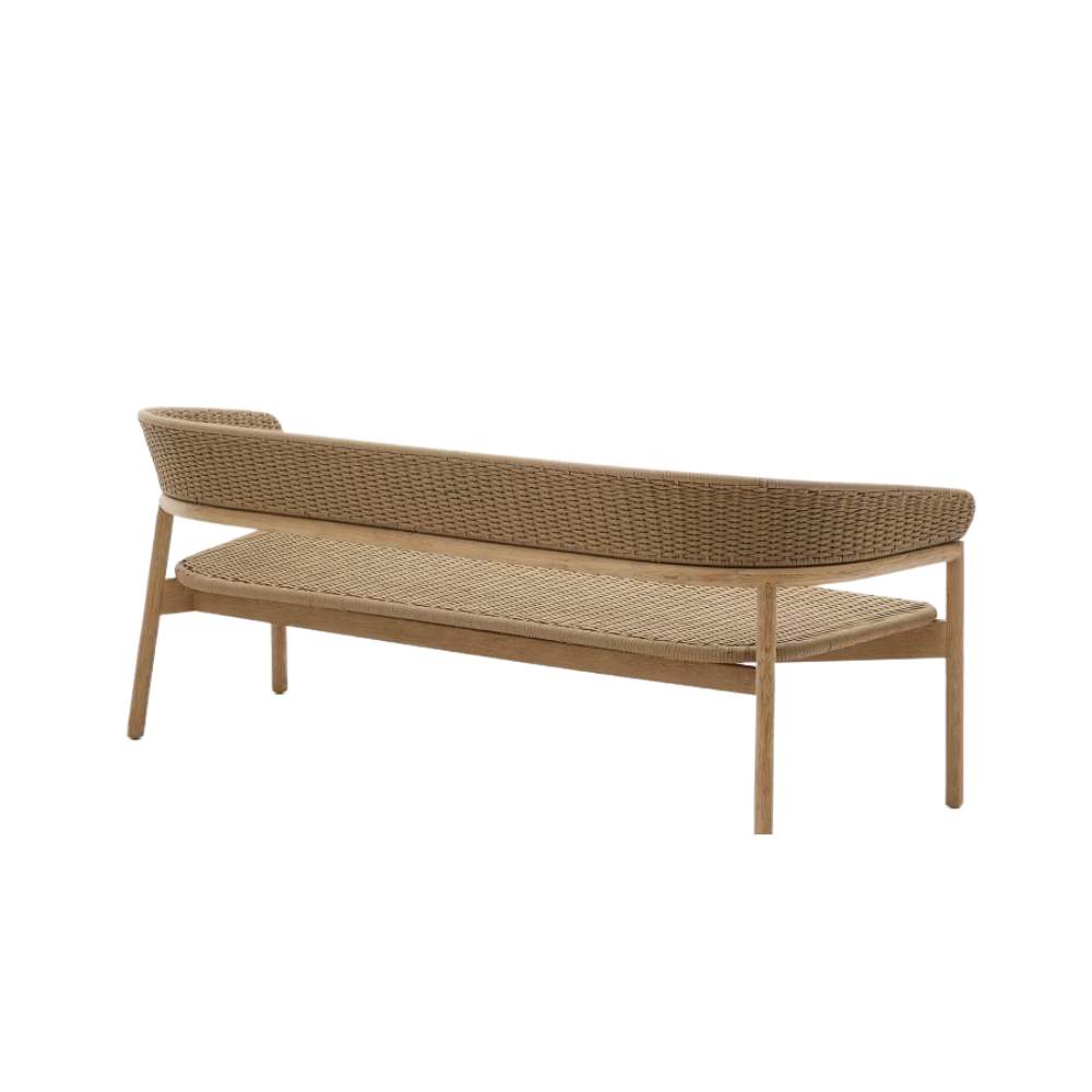 Kave Home Arinella 3-Seater Sofa in FSC 100% Solid Acacia Wood with Natural Finish and Beige Rope Cord 167 cm