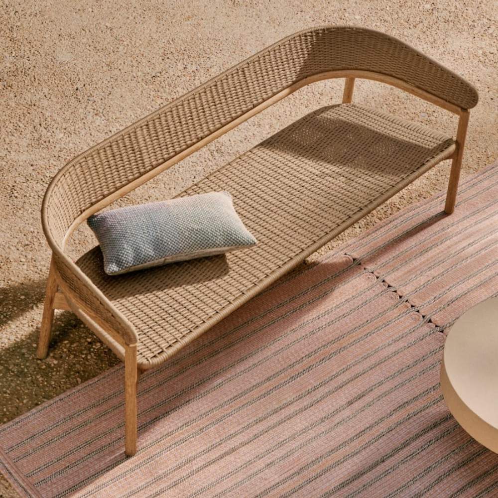 Kave Home Arinella 3-Seater Sofa in FSC 100% Solid Acacia Wood with Natural Finish and Beige Rope Cord 167 cm