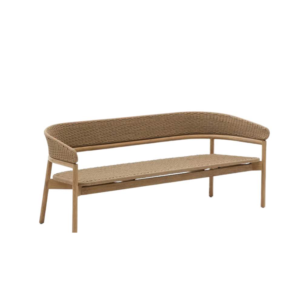 Kave Home Arinella 3-Seater Sofa in FSC 100% Solid Acacia Wood with Natural Finish and Beige Rope Cord 167 cm